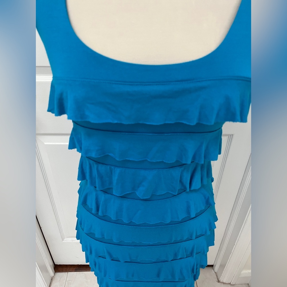 Express Blue Ruffle Midi Dress - Picture 4 of 7